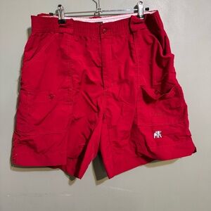 AFTCO Shorts Mens 36 Red Alabama Crimson Tide Nylon Fishing Cargo Hiking Stretch